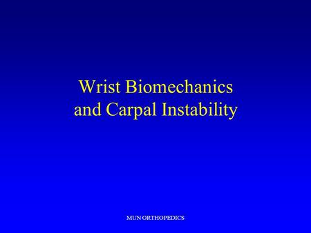 Wrist Biomechanics and Carpal Instability