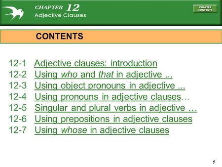 12-1 Adjective clauses: introduction