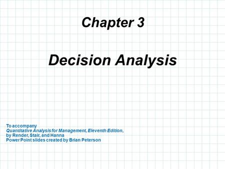 Decision Analysis Chapter 3