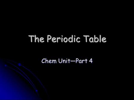The Periodic Table Chem Unit—Part 4. The Father of the Periodic Table— Dimitri Mendeleev Mendeleev was the first scientist to notice the relationship.