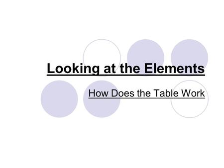 Looking at the Elements How Does the Table Work. Metals and Non-Metals The table contains a stair division on the right side of the table. The elements.