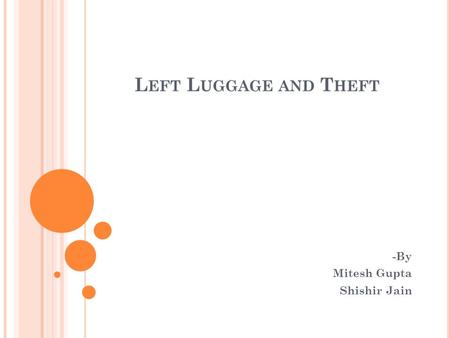 L EFT L UGGAGE AND T HEFT -By Mitesh Gupta Shishir Jain.