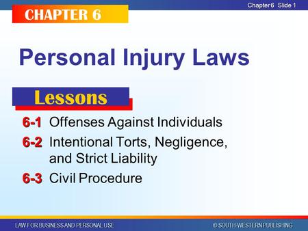 Personal Injury Laws Lessons CHAPTER 6