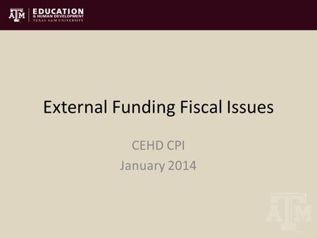 External Funding Fiscal Issues CEHD CPI January 2014.