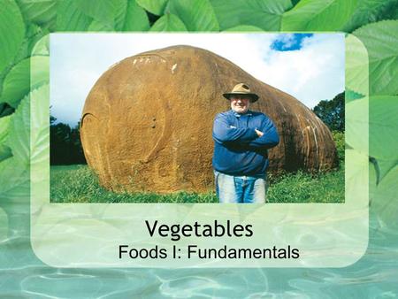 Vegetables Foods I: Fundamentals.