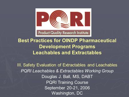 Best Practices for OINDP Pharmaceutical Development Programs