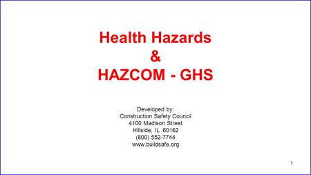 Health Hazards & HAZCOM - GHS