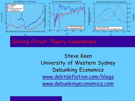 Solving Circuit Theory Conundrums Steve Keen University of Western Sydney Debunking Economics www.debtdeflation.com/blogs www.debunkingeconomics.com.