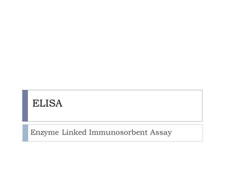 ELISA Enzyme Linked Immunosorbent Assay. Definitions  Antibodies (also known as immunoglobulins abbreviated Ig) are gamma globulin proteins that are.