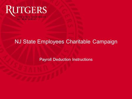 NJ State Employees Charitable Campaign Payroll Deduction Instructions.