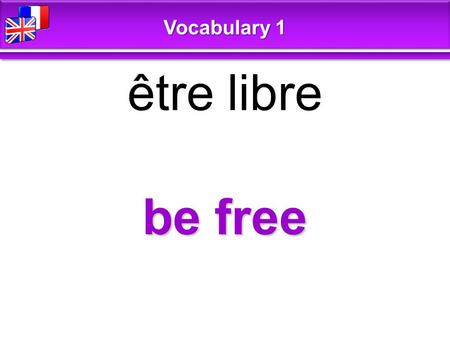 Be free être libre Vocabulary 1. direct réaliser (un film) Vocabulary 1.
