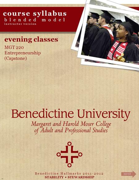 course syllabus evening classes blended model MGT 220