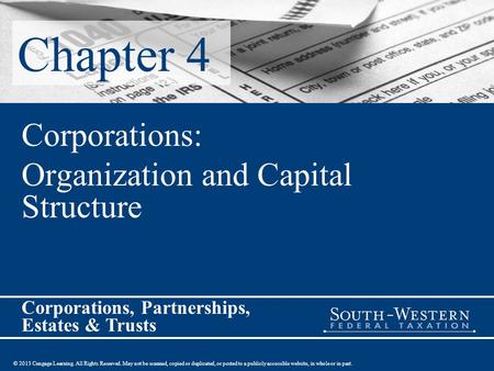 Corporations: Organization and Capital Structure