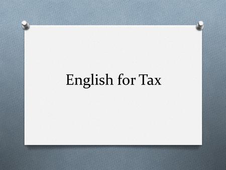 English for Tax.