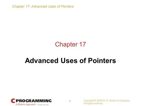 Advanced Uses of Pointers