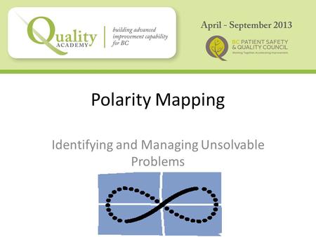 Polarity Mapping Identifying and Managing Unsolvable Problems.