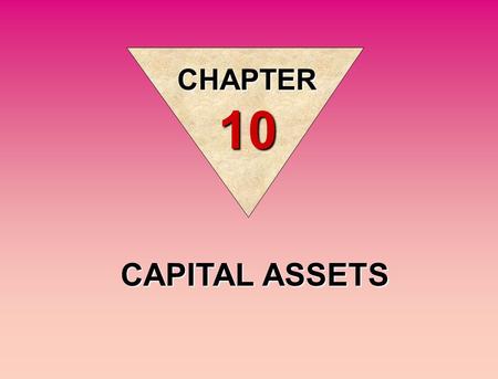CAPITAL ASSETS CHAPTER 10. Capital assets are long-lived assets that are used in the operations of a business and are not intended for sale to customers.