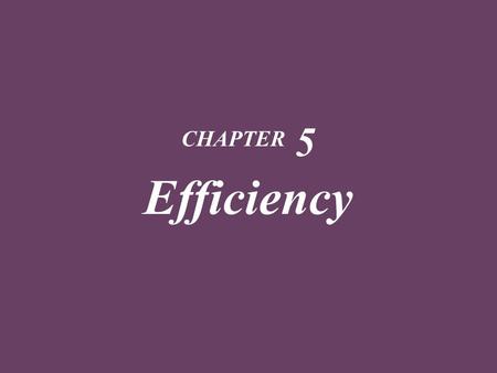 CHAPTER 5 Efficiency.