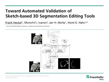 © Fraunhofer MEVIS Toward Automated Validation of Sketch-based 3D Segmentation Editing Tools Frank Heckel 1, Momchil I. Ivanov 2, Jan H. Moltz 1, Horst.