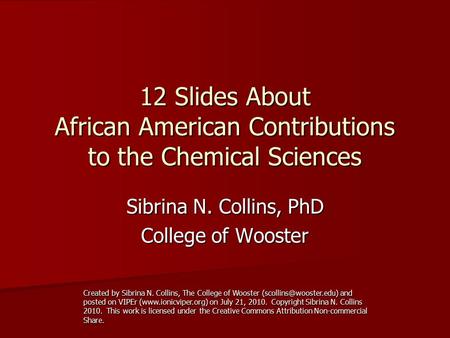 Sibrina N. Collins, PhD College of Wooster