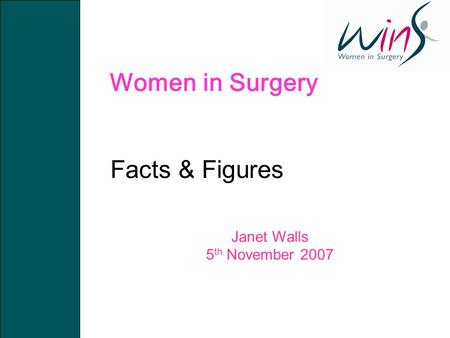 Women in Surgery Facts & Figures Janet Walls 5 th November 2007.