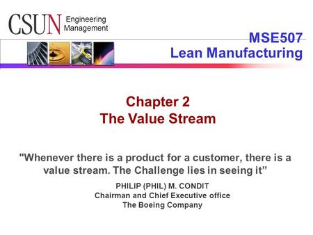 MSE507 Lean Manufacturing