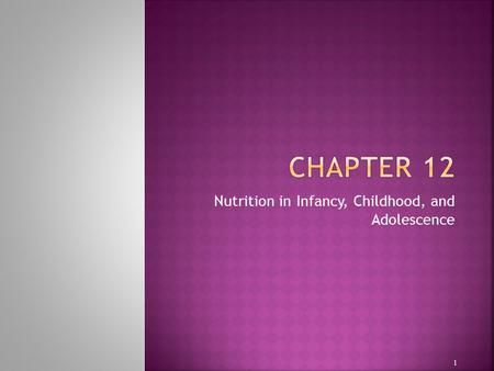Nutrition in Infancy, Childhood, and Adolescence 1.