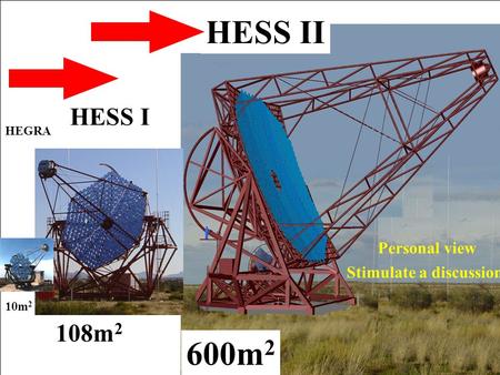 HEGRA HESS I HESS II 10m 2 108m 2 600m 2 Personal view Stimulate a discussion.