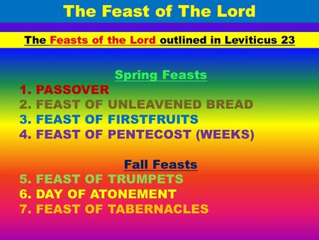 The Feasts of the Lord outlined in Leviticus 23