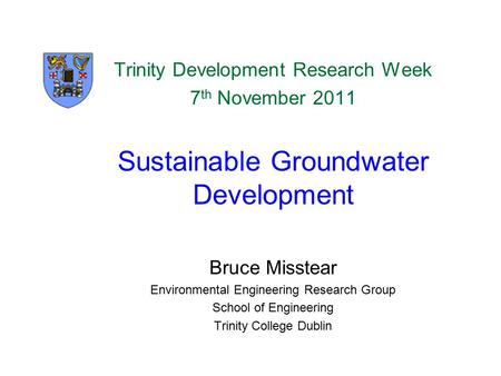 Sustainable Groundwater Development
