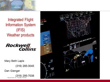 Integrated Flight Information System (IFIS) Weather products