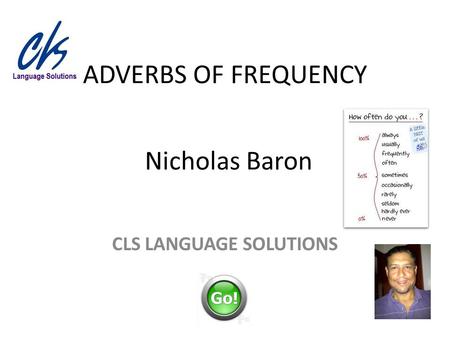ADVERBS OF FREQUENCY CLS LANGUAGE SOLUTIONS Nicholas Baron.