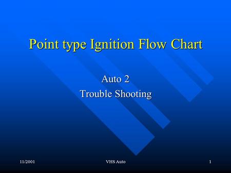 11/2001VHS Auto1 Point type Ignition Flow Chart Auto 2 Trouble Shooting.