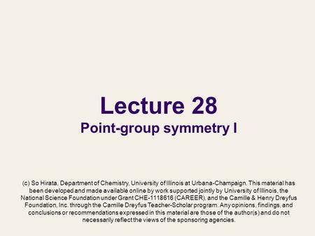 Lecture 28 Point-group symmetry I