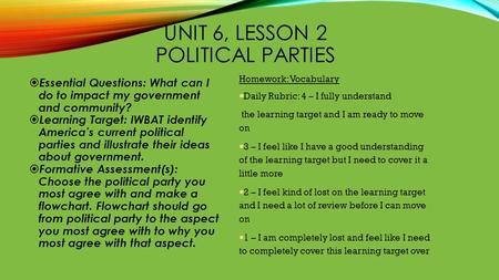 Unit 6, Lesson 2 Political Parties