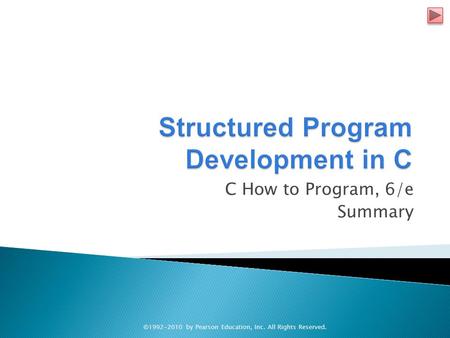 C How to Program, 6/e Summary ©1992-2010 by Pearson Education, Inc. All Rights Reserved.