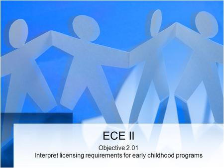 ECE II Objective 2.01 Interpret licensing requirements for early childhood programs.