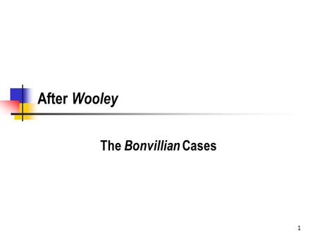 1 After Wooley The Bonvillian Cases. 2 Bonvillian v. Dep't of Insurance, 906 So.2d 596 (La.App. Cir.1 2005) What is the underlying dispute? Insurance.