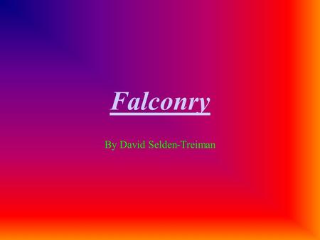 Falconry By David Selden-Treiman Falconry Falconry in ancient times was a way for people to get food. Today falconry is mainly a sport today.