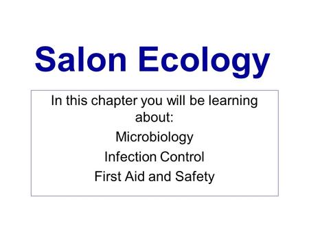 In this chapter you will be learning about: