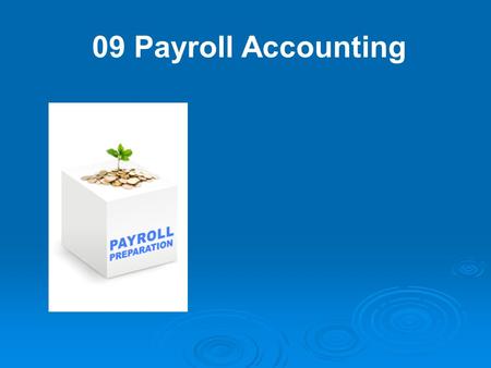 09 Payroll Accounting. It's a fact of business–if a company has employees, it has to account for payroll and fringe benefits.