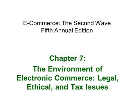 E-Commerce: The Second Wave Fifth Annual Edition