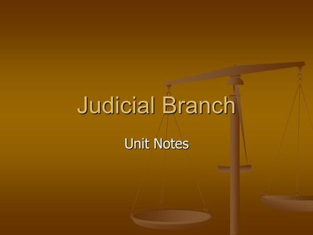 Unit Notes Judicial Branch. Types of Jurisdiction Judicial Review allows the Supreme Court to decide if a law is constitutional. Judicial Review allows.