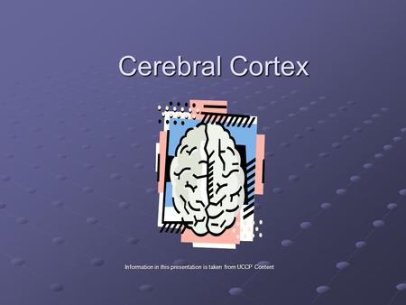 Cerebral Cortex Information in this presentation is taken from UCCP Content.