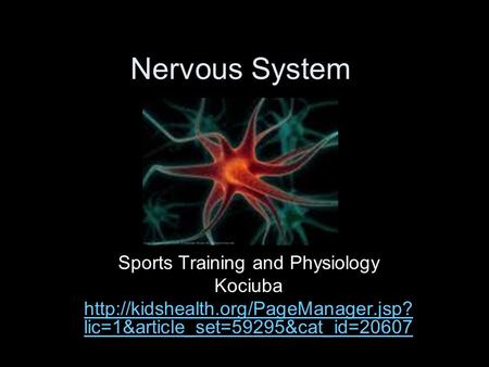 Nervous System Sports Training and Physiology Kociuba  lic=1&article_set=59295&cat_id=20607.