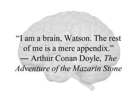 “I am a brain, Watson. The rest of me is a mere appendix