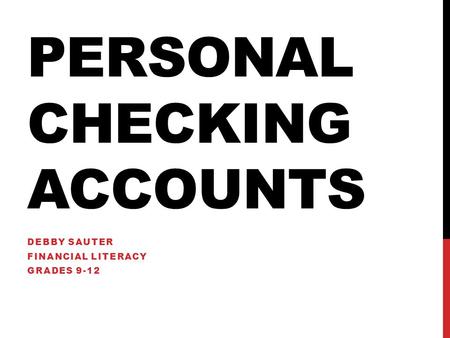 Personal Checking Accounts