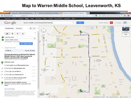 17 Jul 20031 TRAC Standard Template Map to Warren Middle School, Leavenworth, KS.