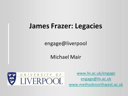 James Frazer: Legacies Michael Mair
