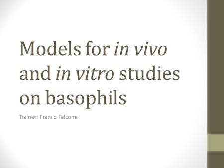 Models for in vivo and in vitro studies on basophils